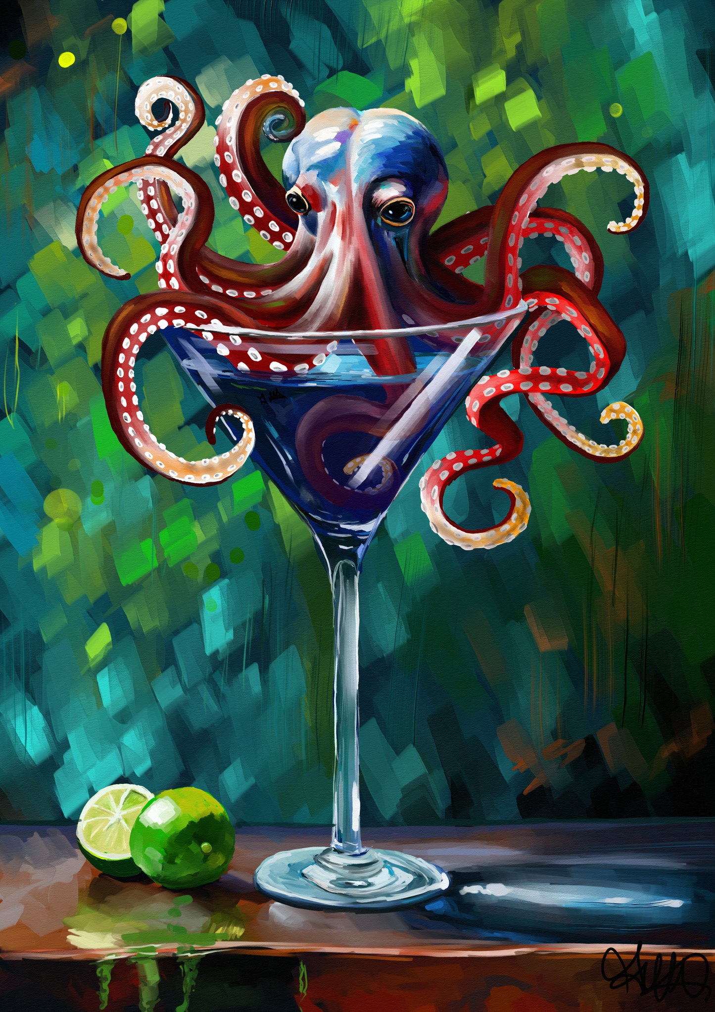 "Martini on the roctopus" Leinwanddruck